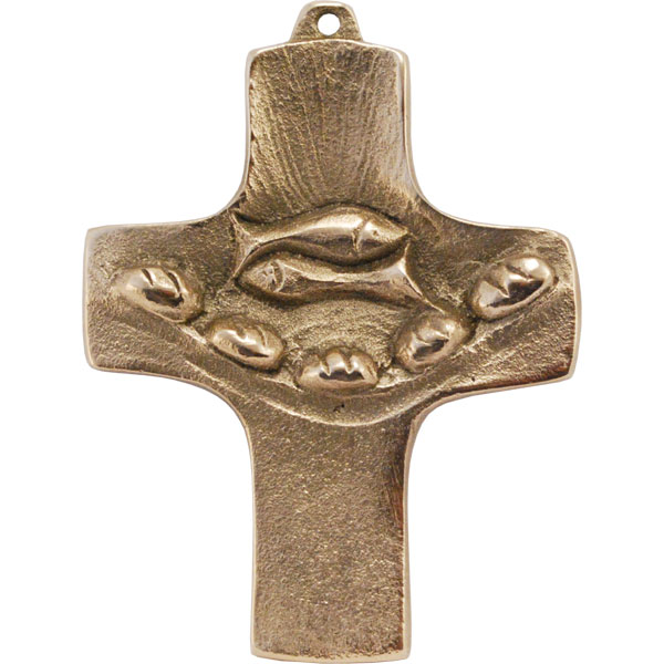 Bronzekreuz, 802043, Fische / Brote, 8,5x6,5cm