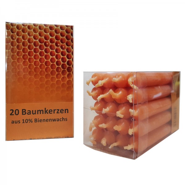 20 Baumkerzen, 105 x 13 mm, 10% Bienenwachs