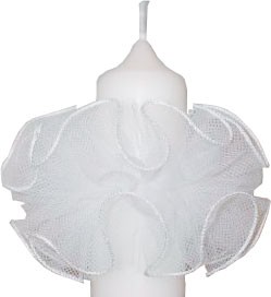 Tüllrüsche, Satinrand, weiß, Nr. 15522, für Kerzen bis Ø=50mm