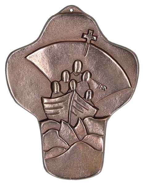 Bronzekreuz, Kommunionandenken, Boot, 142246, Höhe 10 cm