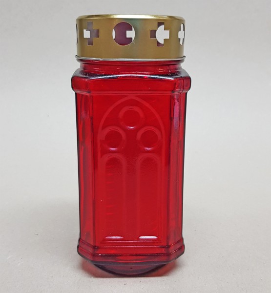 Grabglas, klein, rot, mit Licht, Glafey, Nr. 15