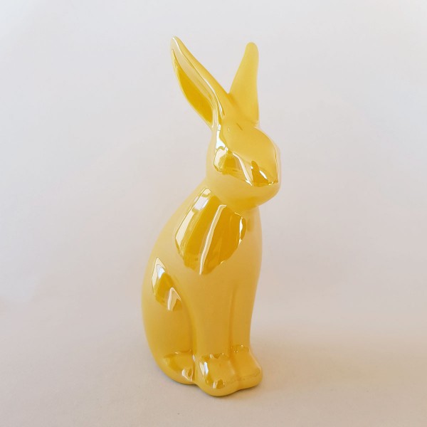 Deko Hase, Perlmutt gelb, Keramik, Höhe ca. 16 cm