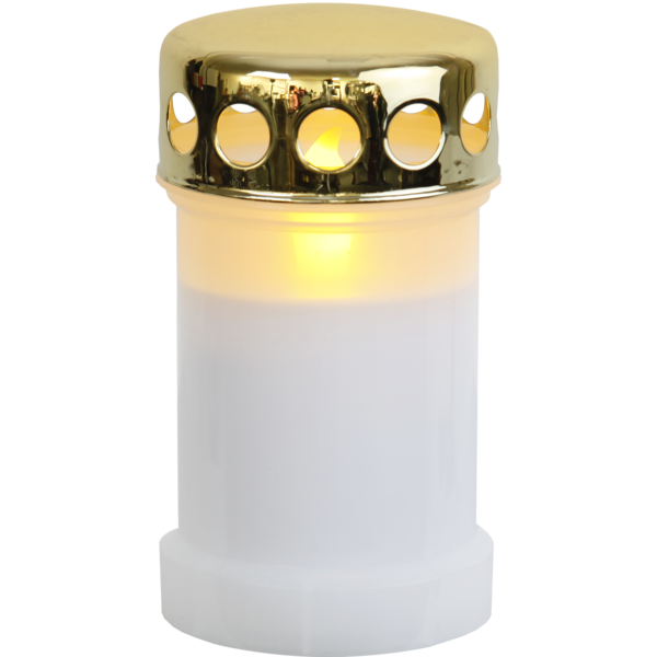 LED Grablicht, weiße Hülle mit goldenem Deckel