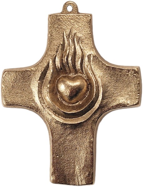 Bronzekreuz, Brannte nicht unser Herz, 9 x 7 cm, 802055