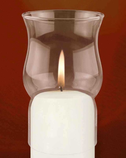 Windschutzglas, geschwungene Form, transparent, für Kerzen mit 8 cm Durchmesser