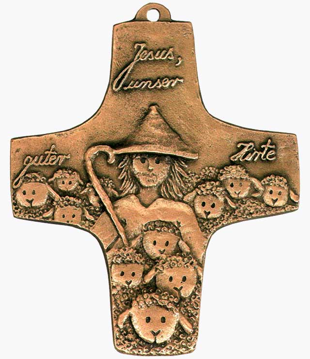 Bronzekreuz, 162, Jesus unser guter Hirte, h=9cm