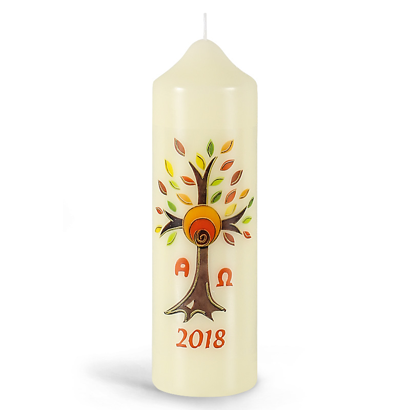 Ostertischkerze, 18.OTK3, 165x50, Fotodruck, Baum