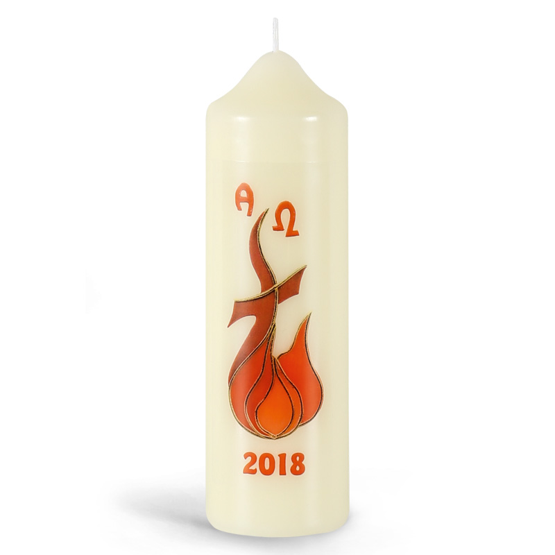 Ostertischkerze, 18.OTK6, 165x50, Fotodruck, Flammen