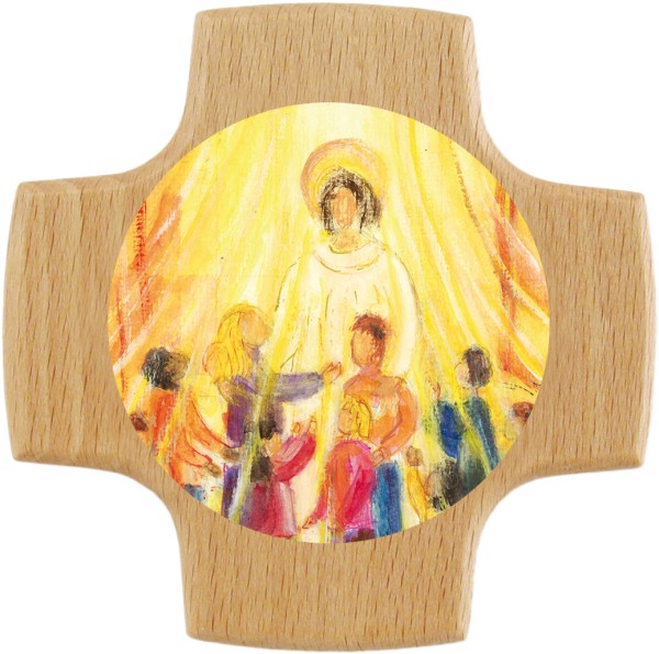 Holzkreuz, 810156, Jesus - Freund der Kinder, 8 x 8 cm, Buche, bedruckt