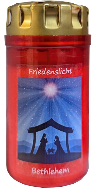 20 Friedenslichter, Friedenslicht Bethlehem, blaues Motiv, roter Becher, 2,5Tage