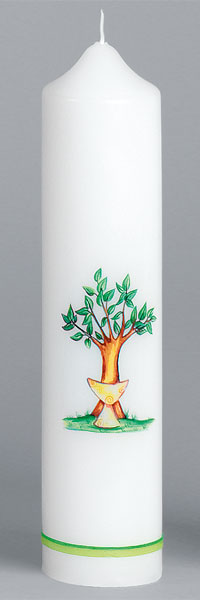 Kommuniontischkerze, 2840, 265x60, weiß, Baum, Kelch, ---Abverkauf---