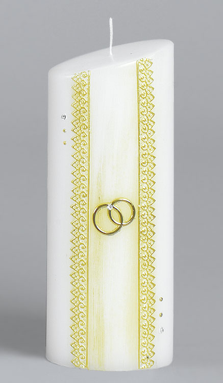 Goldene-Hochzeitskerze, 2534, Oval 230x90x60, ---Abverkauf---