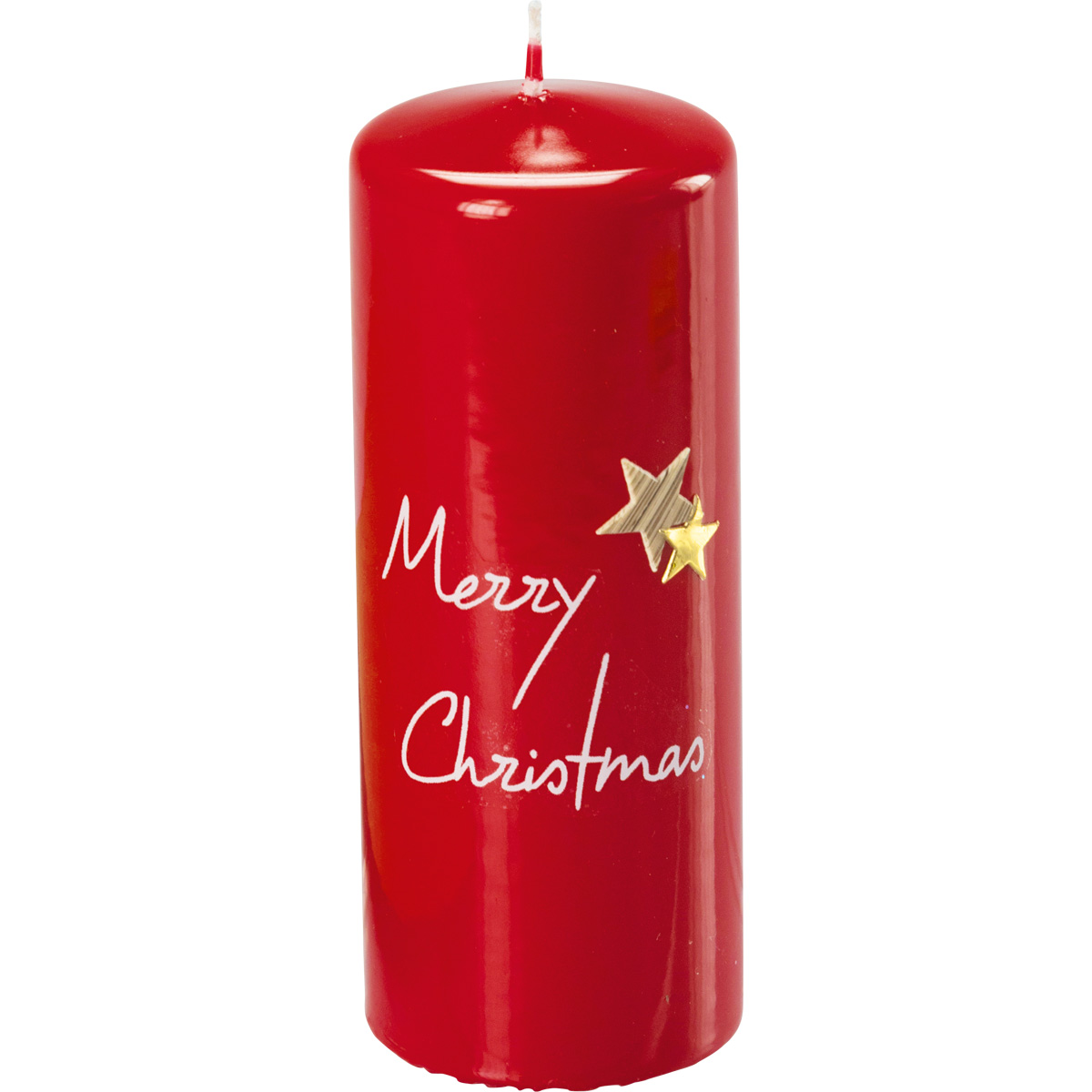 Weihnachtskerze, 3016, 15 x 6 cm, rubin, Merry Christmas