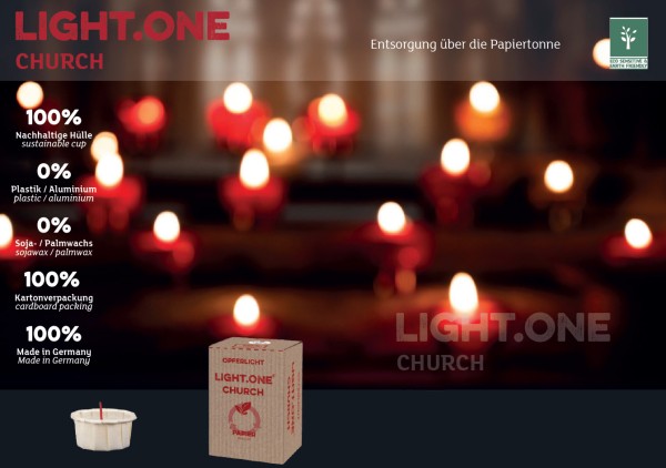 400 Opferlichte mit Papierhülle, Light One Church, Brenndauer ca. 3,5 Stunden
