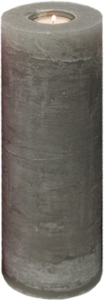 Rustica Vintage Stumpen, 25 x 8 cm, mit Glaseinsatz u. Teelicht, Farben wählbar