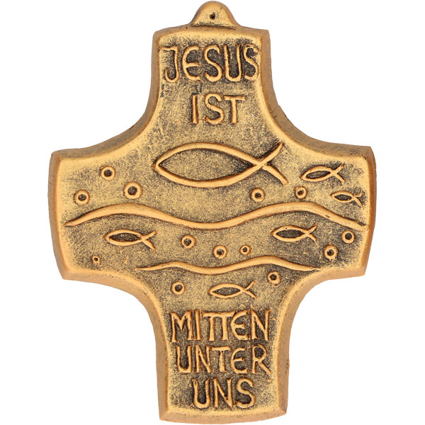 Bronzekreuz 142209, h=9,8cm, Jesus ist mitten unter uns