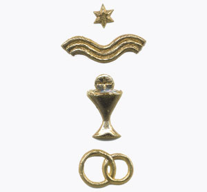 Stern, Wasser, Kelch, Ringe, gold